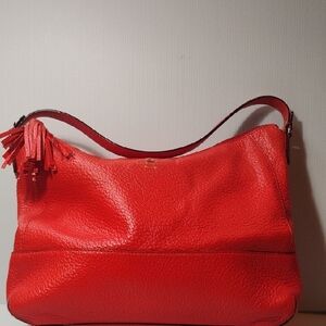 Kate Spade Southport Avenue Cathy Hobo Bag in Red/Orange pebbled leather